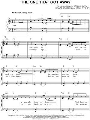 The One That Got Away by Jake Owen - Sheet Music