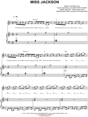Miss Jackson by Panic! At The Disco - Sheet Music