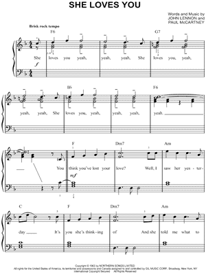 She Loves You by The Beatles - Sheet Music