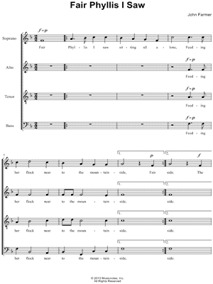 Fair Phyllis I Saw by John Farmer - Sheet Music