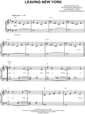 Leaving New York by R.E.M. - Sheet Music