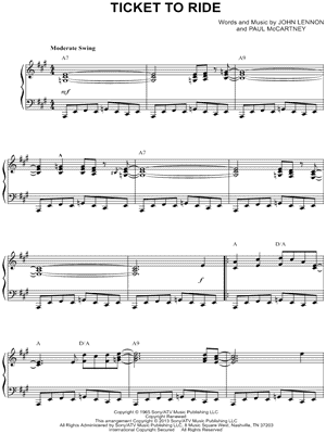 Ticket To Ride by The Beatles - Sheet Music