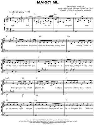 Marry Me by Jason Derulo - Sheet Music
