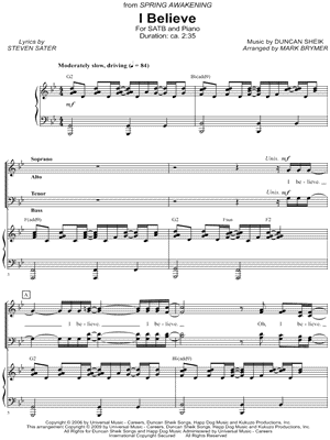 I Believe from Spring Awakening - Sheet Music