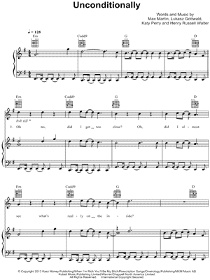 Unconditionally by Katy Perry - Sheet Music