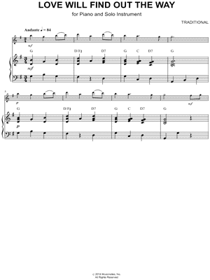 Love Will Find Out the Way - Piano Accompaniment