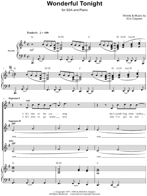 Wonderful Tonight by Eric Clapton - Sheet Music