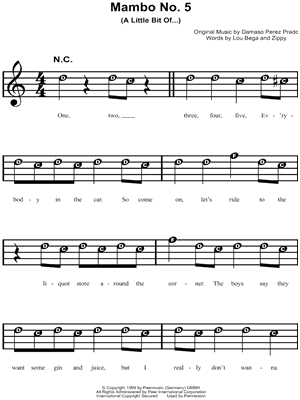 Mambo No. 5 (A Little Bit Of...) by Lou Bega - Sheet Music