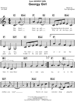 Georgy Girl by The Seekers - Sheet Music