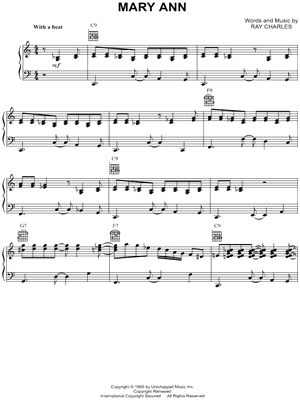 Mary Ann by Ray Charles - Sheet Music