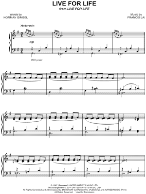 Live For Life by Francis Lai - Sheet Music