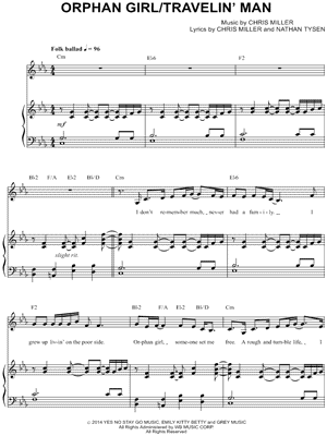 Orphan Girl / Travelin' Man by Miller and Tysen - Sheet Music