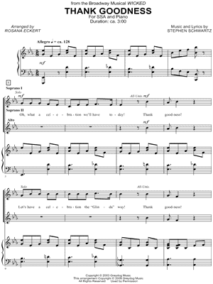 Thank Goodness from Wicked - Sheet Music