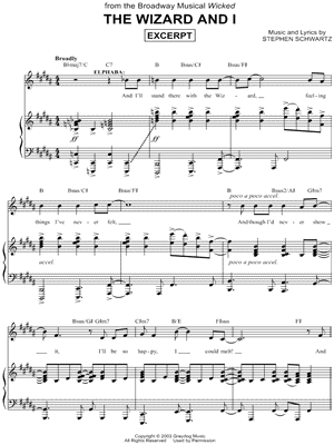 The Wizard And I from Wicked - Sheet Music