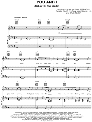 You and I (Nobody in the World) by John Legend - Sheet Music