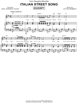Italian Street Song from Naughty Marietta - Sheet Music