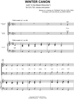Winter Canon by Andy Beck - Sheet Music
