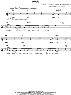 War by Edwin Starr - Sheet Music