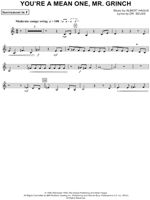 You're a Mean One, Mr. Grinch - F Instrument