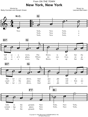 New York, New York from On the Town - Sheet Music