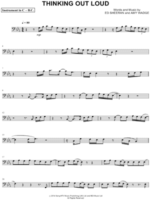 Thinking Out Loud - Bass Clef Instrument by Ed Sheeran - Sheet Music