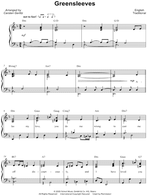 Greensleeves by 16th Century English Melody - Sheet Music