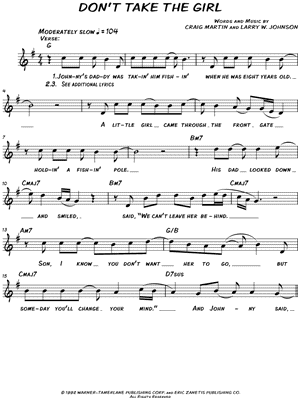 Don't Take the Girl by Tim McGraw - Sheet Music