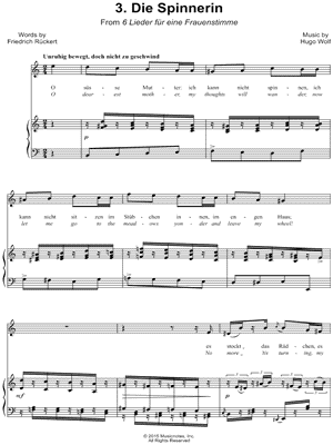 6 Lieder für eine Frauenstimme: III. Die Spinnerin