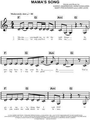 Mama's Song by Carrie Underwood - Sheet Music