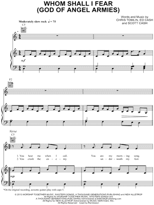 Whom Shall I Fear (God of Angel Armies) by Chris Tomlin - Sheet Music