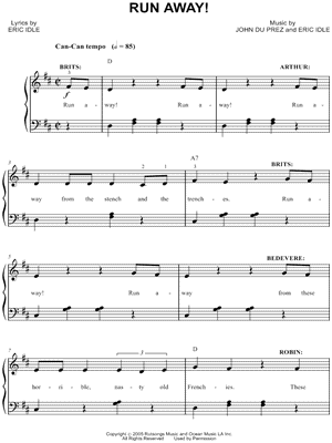 Run Away! from Monty Python's Spamalot - Sheet Music