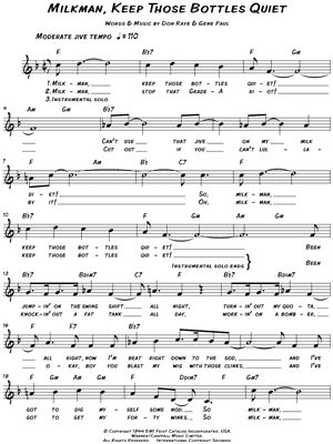 Milkman, Keep Those Bottles Quiet by Ella Mae Morse - Sheet Music