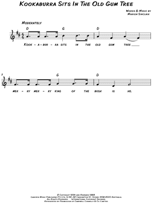 Kookaburra Sits In The Old Gum Tree by Marion Sinclair - Sheet Music