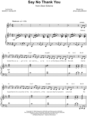 Say No Thank You from Dear Edwina - Sheet Music