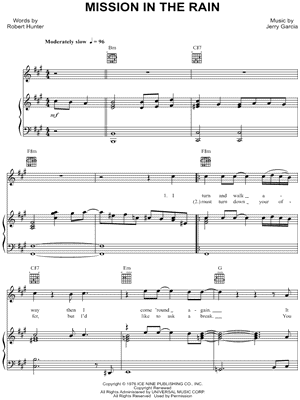 Mission In The Rain by Jerry Garcia - Sheet Music
