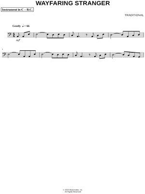 Wayfaring Stranger - Bass Clef Instrument
