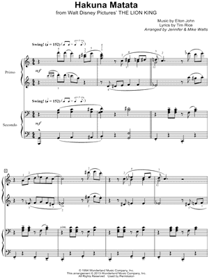 Hakuna Matata from The Lion King - Sheet Music