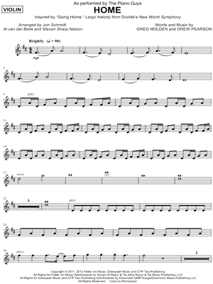 Home - Violin Part by The Piano Guys - Sheet Music