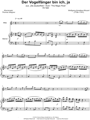 Der Vogelfänger bin ich ja - Flute & Piano