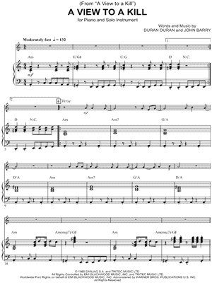 A View To a Kill from James Bond 007: A View to a Kill - Sheet Music