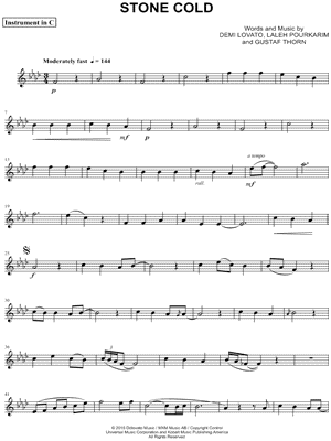 Stone Cold - C Instrument by Demi Lovato - Sheet Music