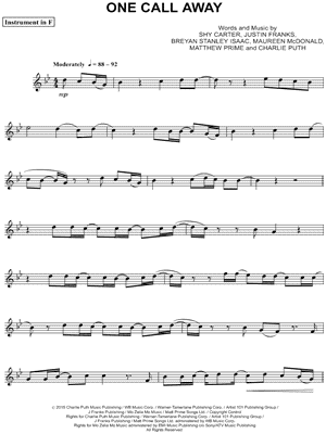 One Call Away - F Instrument