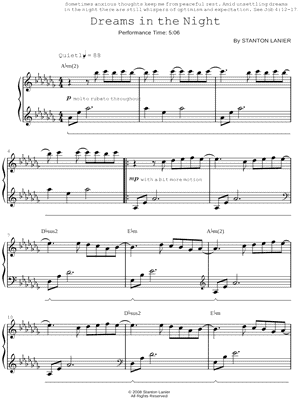 Dreams in the Night by Stanton Lanier - Sheet Music