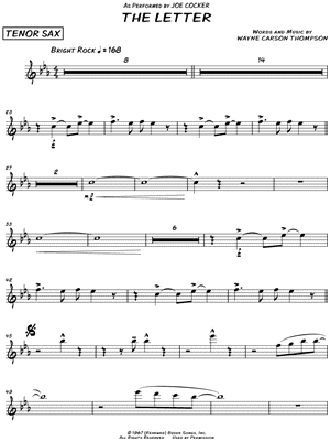 The Letter - Tenor Saxophone by Joe Cocker - Sheet Music