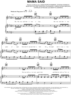 Mama Said by Lukas Graham - Sheet Music
