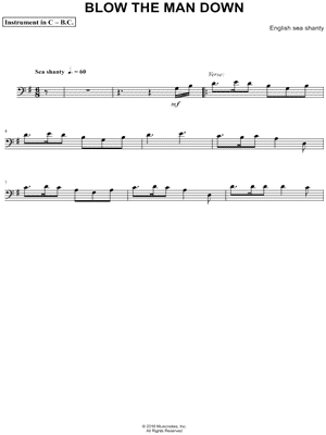 Blow the Man Down - Bass Clef Instrument