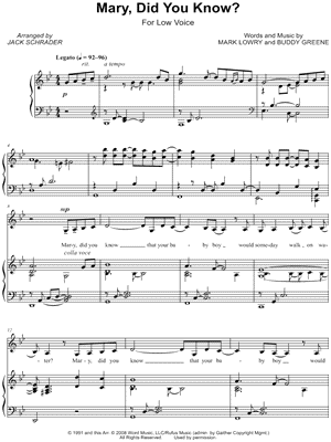 Mary, Did You Know? [Low Voice]