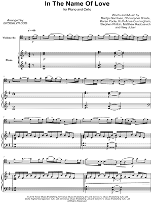 In the Name of Love by Brooklyn Duo - Sheet Music