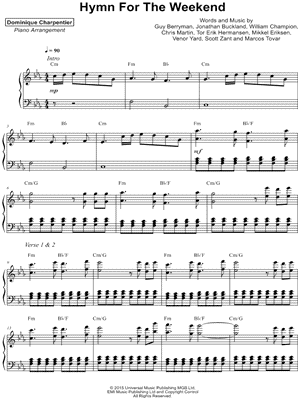 Hymn for the Weekend by Dominique Charpentier - Sheet Music