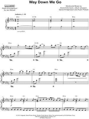 Way Down We Go by pianoNOW - Sheet Music